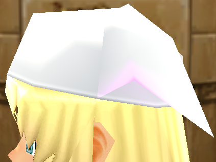 Equipped White Succubus Hat viewed from the side