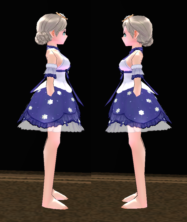 Equipped Snowy Crystal Dress (F) viewed from the side