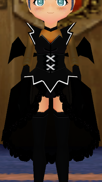 Equipped Black Succubus Outfit viewed from the front