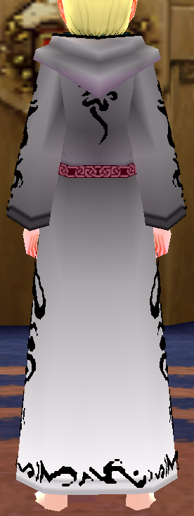 Equipped Male Anti-Fomor Robe (Dyeable) viewed from the back with the hood down