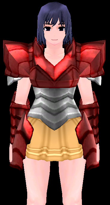 Equipped GiantFemale Dragon Rider Plate Armor (Red) viewed from the front