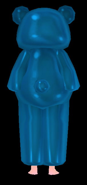 Equipped Gummy Bear Costume viewed from the back with the hood down