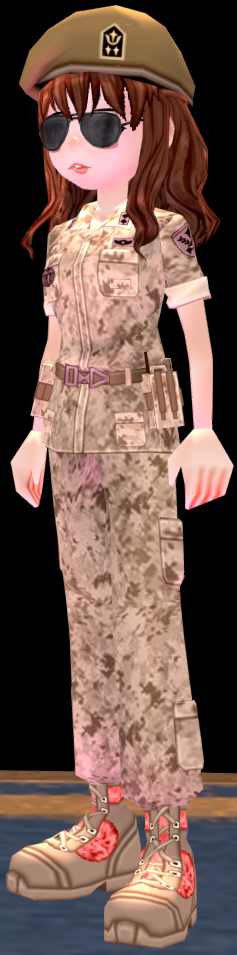 Equipped Female Desert Soldier Set viewed from an angle
