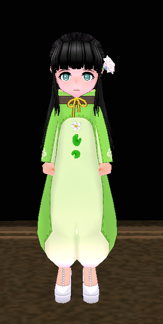 Equipped Magical Frog Robe viewed from the front with the hood down