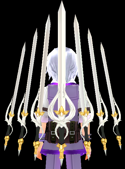 Equipped Brilliant Saint Guardian's Sword Wings (Enchantable) viewed from the back